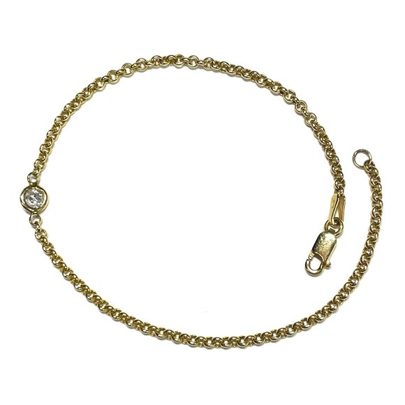 Diamond Bracelet .25 CT. in solid 14k Yellow Gold 7.1" - Picture 1 of 5
